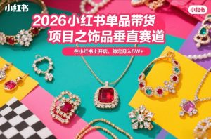 2026小红书单品带货项目之饰品垂直赛道，潮在小红书上开店，稳定月入5W+-每日必学网