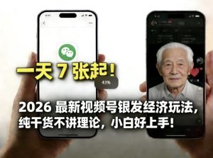 2026最新视频号银发经济玩法，轻松每天7张起，小白也可做-每日必学网