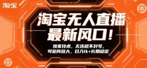 淘宝无人直播最新风口！独家技术，无违规不封号，可矩阵放大，日入1k+长期稳定【揭秘】-每日必学网