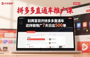 拼多多直通车推广课，别再盲目开拼多多直通车，这样做推广7天日出500单-每日必学网