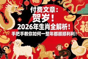 付费文章：贺岁！2026年生肖全解析！手把手教你如何一整年都顺顺利利！-每日必学网
