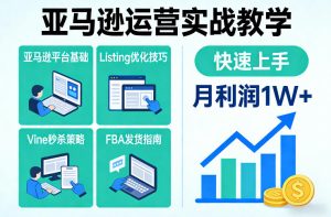 亚马逊运营实战教学,亚马逊平台+Listing优化+Vine秒杀+FBA发货等,快速上手,实现店铺月利润1W-每日必学网