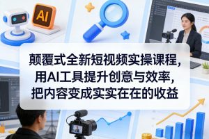 颠覆式全新短视频实操课程，用AI工具提升创意与效率，把内容变成实实在在的收益-每日必学网