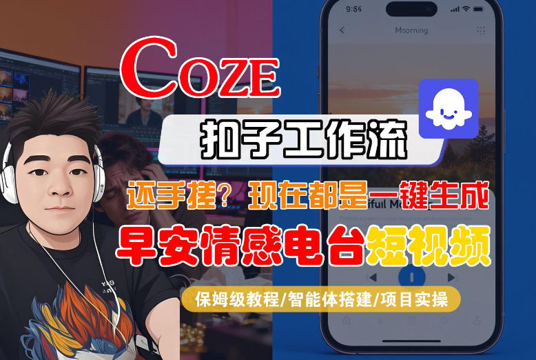 【Coze工作流搭建实操教程】【coze】早安情感电台日签视频还在手动做?用扣子工作流自动生成,省时90%-每日必学网