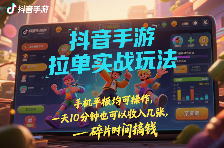 久爱副业网,网赚项目,网赚论坛博客网分享抖音手游拉单实战玩法，手机平板均可操作，一天10分钟也可以收入几张，碎片时间搞钱【揭秘】