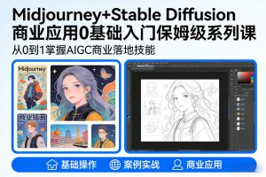AIGC商业应用Midjourney+Stable Diffusion教程，0基础入门保姆级系列课-每日必学网