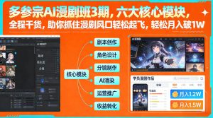 多参宗AI漫剧班3期，六大核心模块，全程干货，助你抓住漫剧风口轻松起飞，轻松月入破1W+（更新）-每日必学网