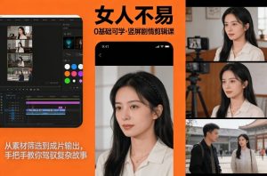 0基础可学!《女人不易》竖屏剧情剪辑课,从素材筛选到成片输出,手把手教你驾驭复杂故事-每日必学网