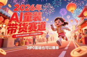 AI童装新春带货赛道，一部手机0成本狂销1.2万件喜提20W+，3步0基础也可以爆单-每日必学网