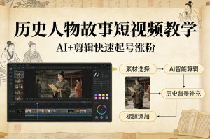 历史人物故事短视频教学，AI+剪辑制作历史人物题材短视频，快速起号涨粉-每日必学网