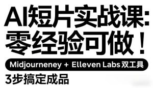 AI短片实战课：零经验可做，Midjourney+ElevenLabs双工具，3步搞定成品-每日必学网