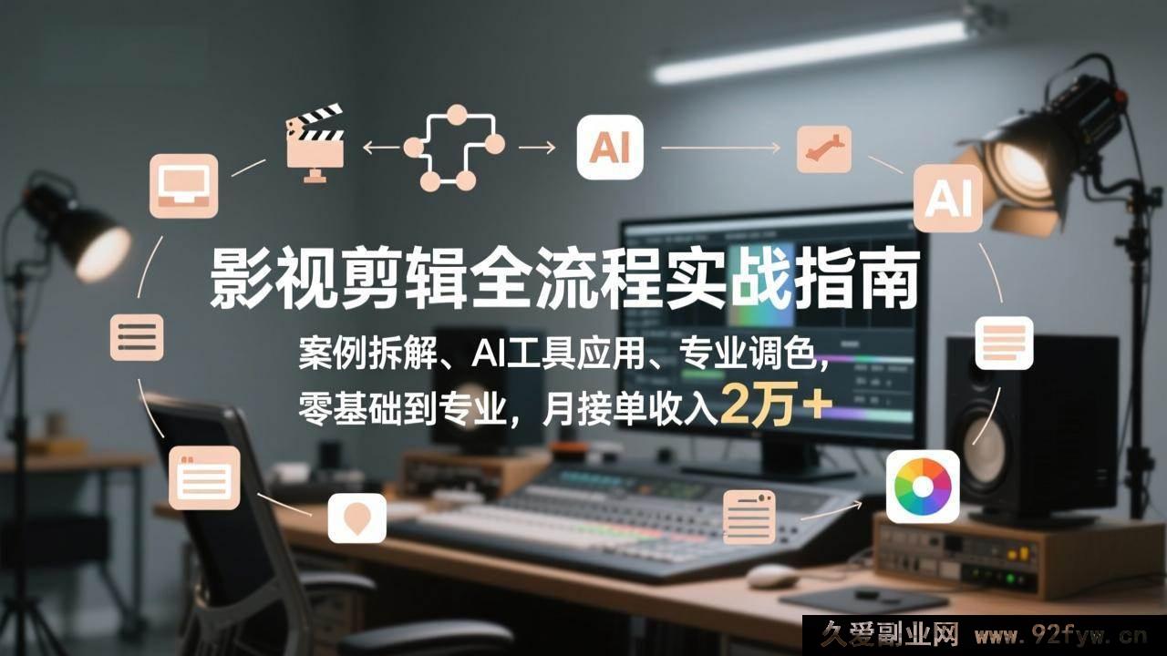 图片[1]-（17338期）零基础影视剪辑接单变现课，热门案例拆解、AI剪辑工具实操、专业调色技巧，从新手到资深剪辑师，月入轻松破2万-每日必学网