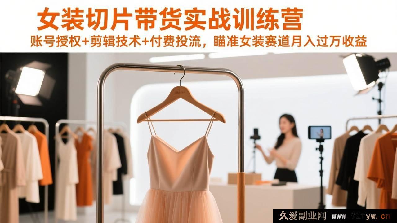图片[1]-（17357期）女装切片带货实操特训班，账号授权操作、短视频剪辑技巧、抖加投放策略，专攻女装带货领域达成月入过万收益-每日必学网