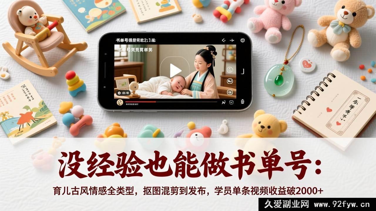 图片[1]-（17389期）0基础上手短视频书单号：育儿古风情感多题材覆盖，抠图混剪+发布全流程，学员单条收益超2000-每日必学网