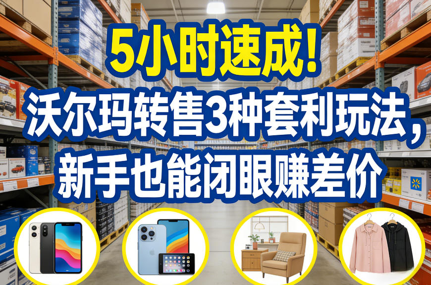 久爱副业网,网赚项目,网赚论坛博客网分享5小时速成！沃尔玛转售3种套利玩法，新手也能闭眼賺差价