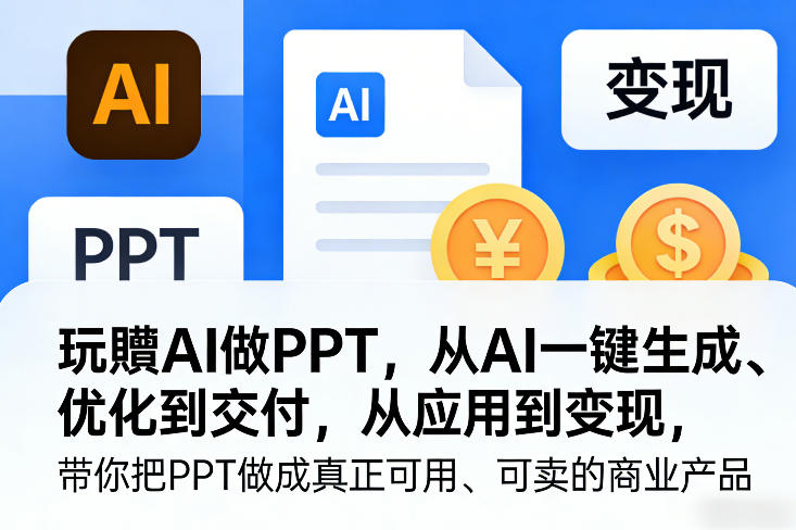 久爱副业网,网赚项目,网赚论坛博客网分享玩賺AI做PPT，从AI一键生成、优化到交付，从应用到变现，带你把PPT做成真正可用、可卖的商业产品