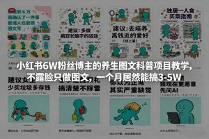 小红书6W粉丝博主的养生图文科普项目教学，不露脸只做图文，一个月居然能搞3-5W-每日必学网